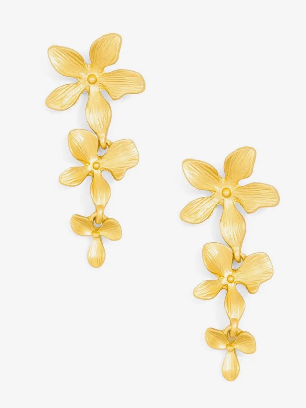 Delicate Gold Floral Drop Earrings - Women Jewelry